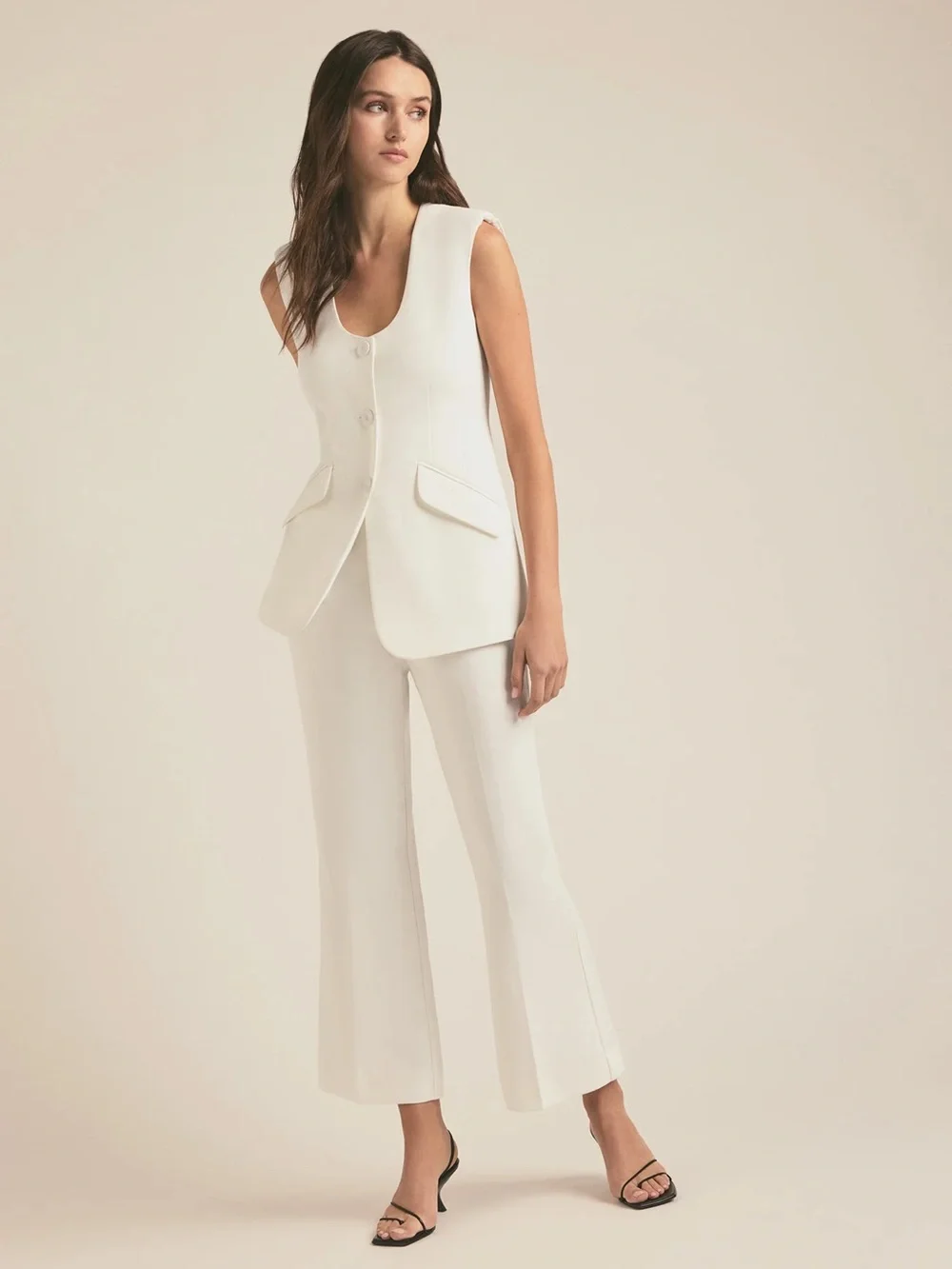 Favorite Daughter Cream Button-Front Sleeveless Vest
